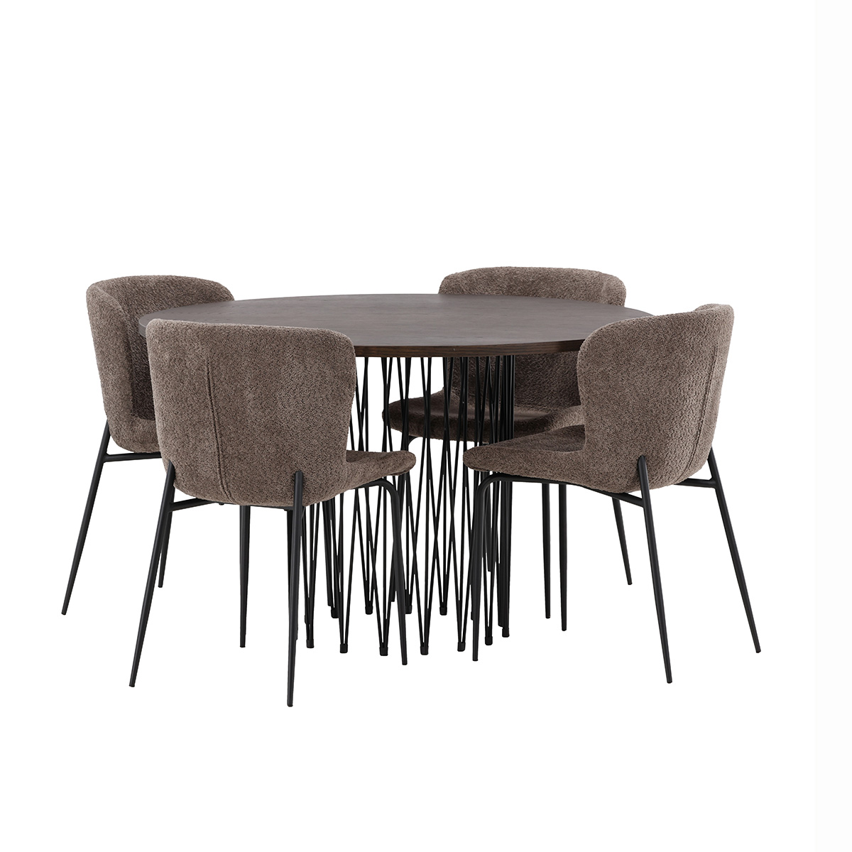 Spisegruppe Venture Home Stone Rund med 4 Modesto Stoler
