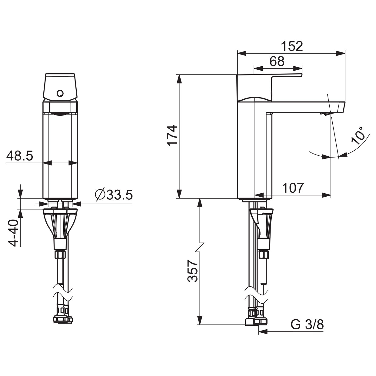 Servantbatteri Oras Stela 4805F XL