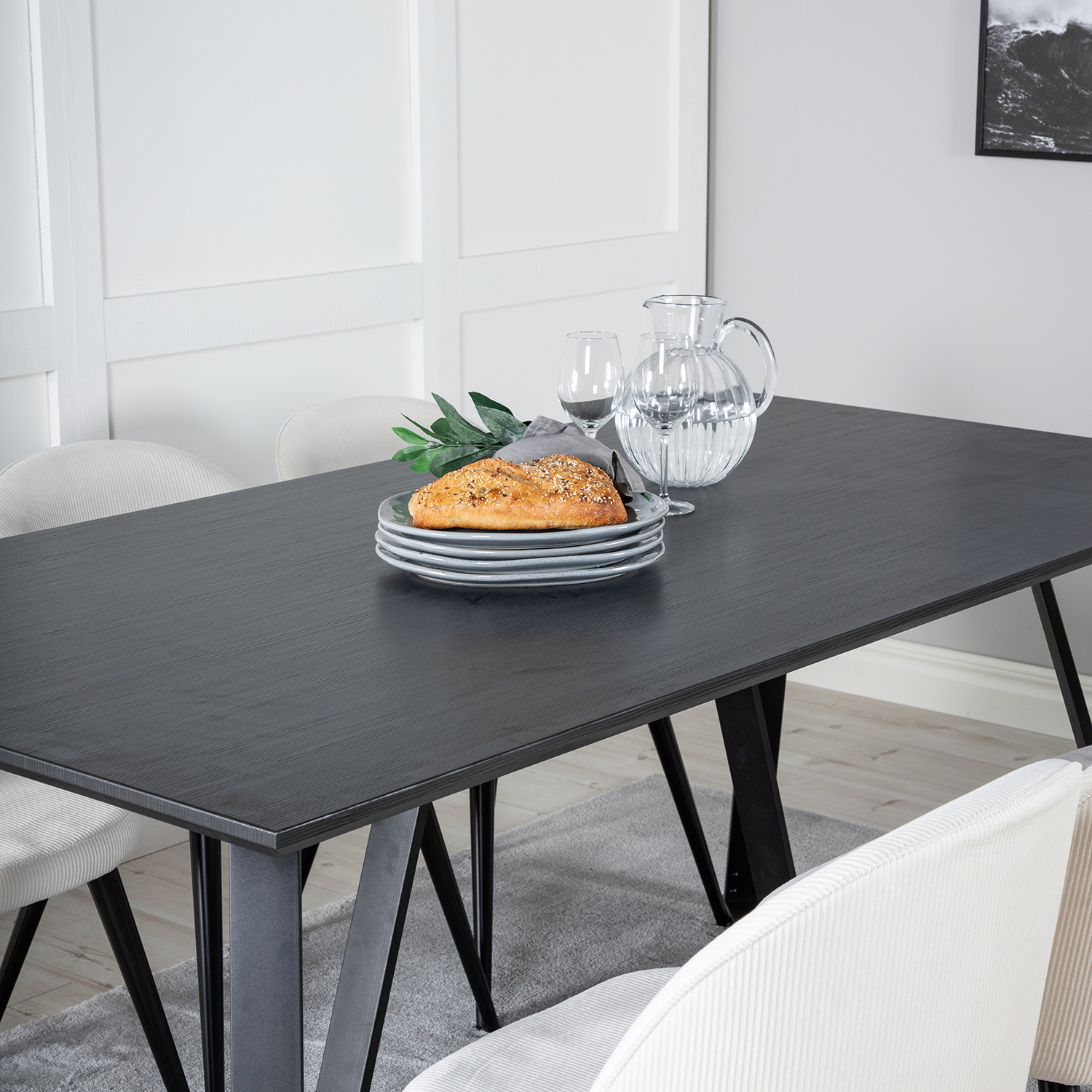 Spisegruppe Venture Home Madde med 6 Valentina Stoler Manchester