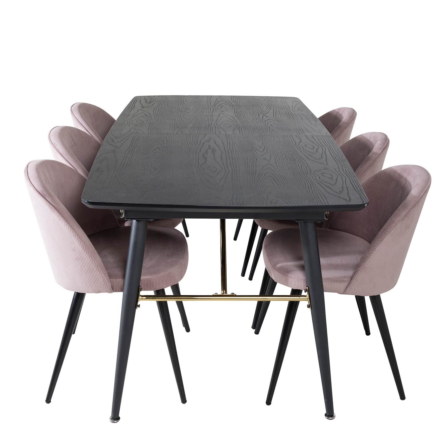 Spisegruppe Venture Home Gold med 6 Velvet Stoler