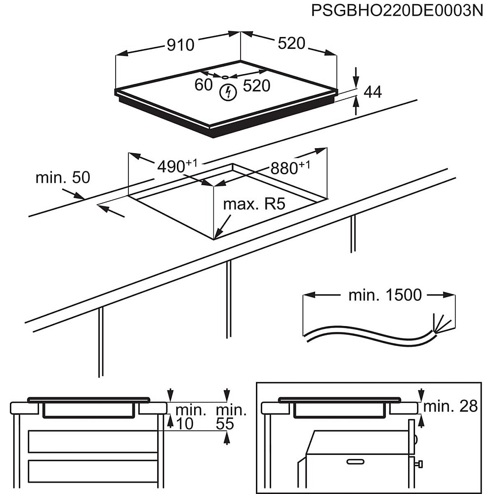 Induksjonstopp Electrolux HOB980MF Flexibel Matlaging Sort