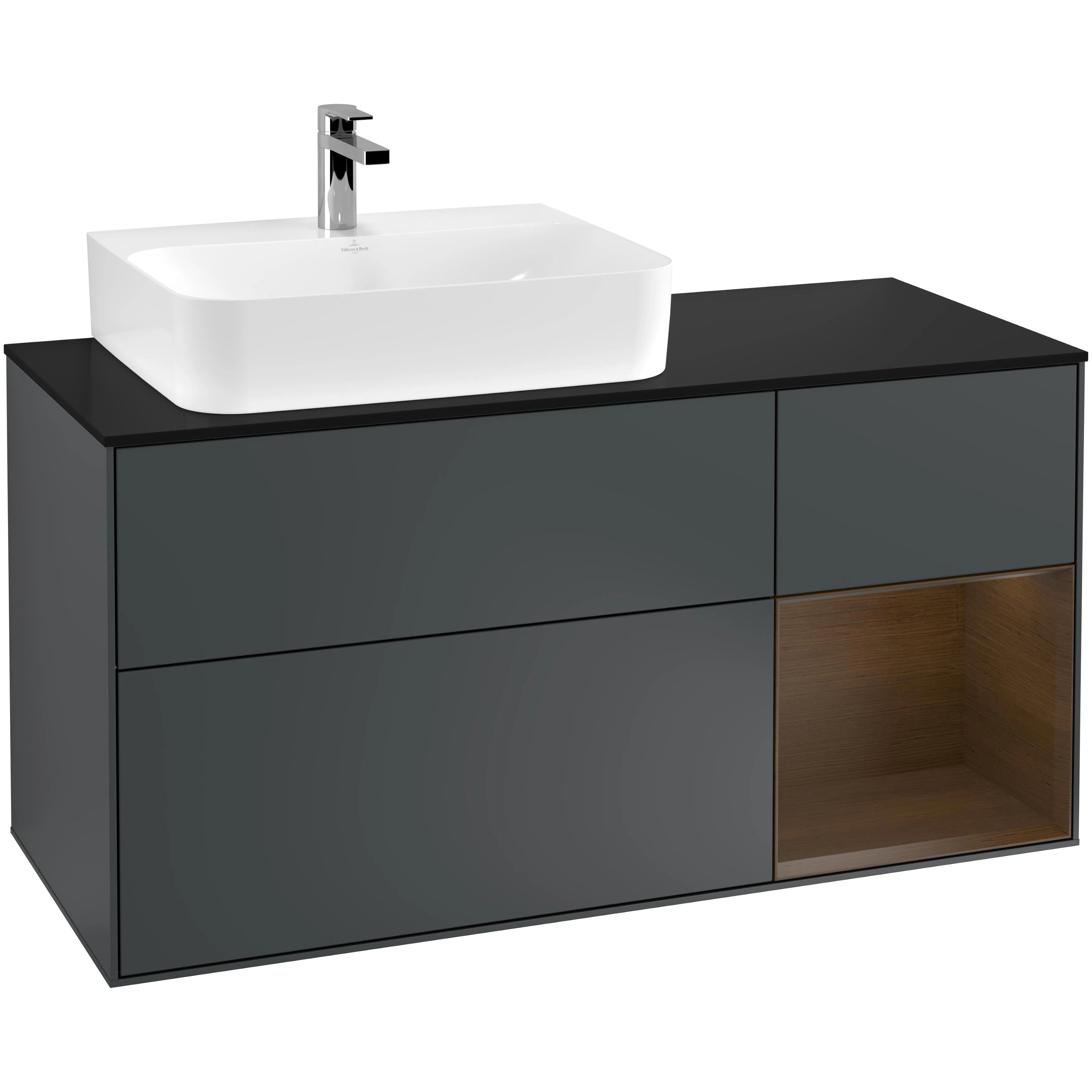 Tvättställsskåp Villeroy & Boch Finion med 3 Lådor Hylla och Bänkskiva för Ocentrerat Tvättställ