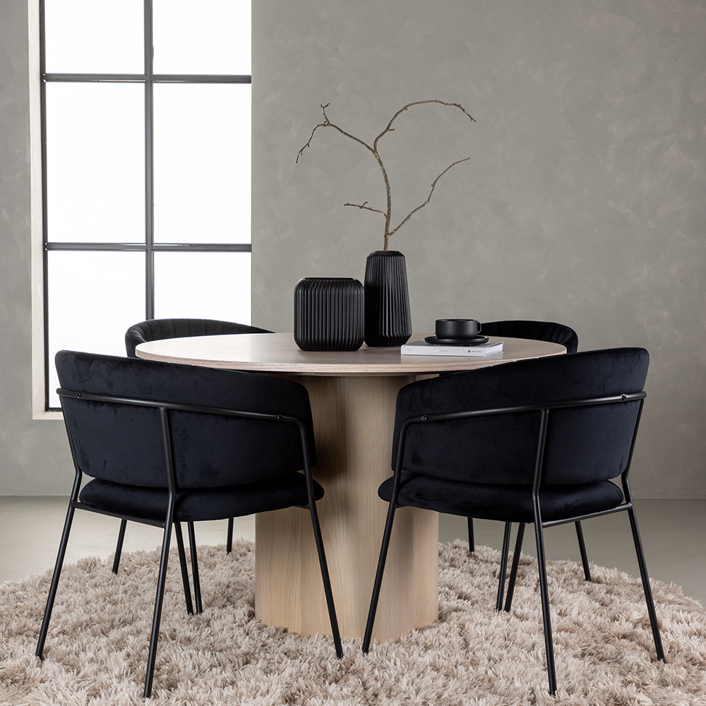Spisegruppe Venture Home Olivia Ø110 cm med 4 stk Selma Stoler