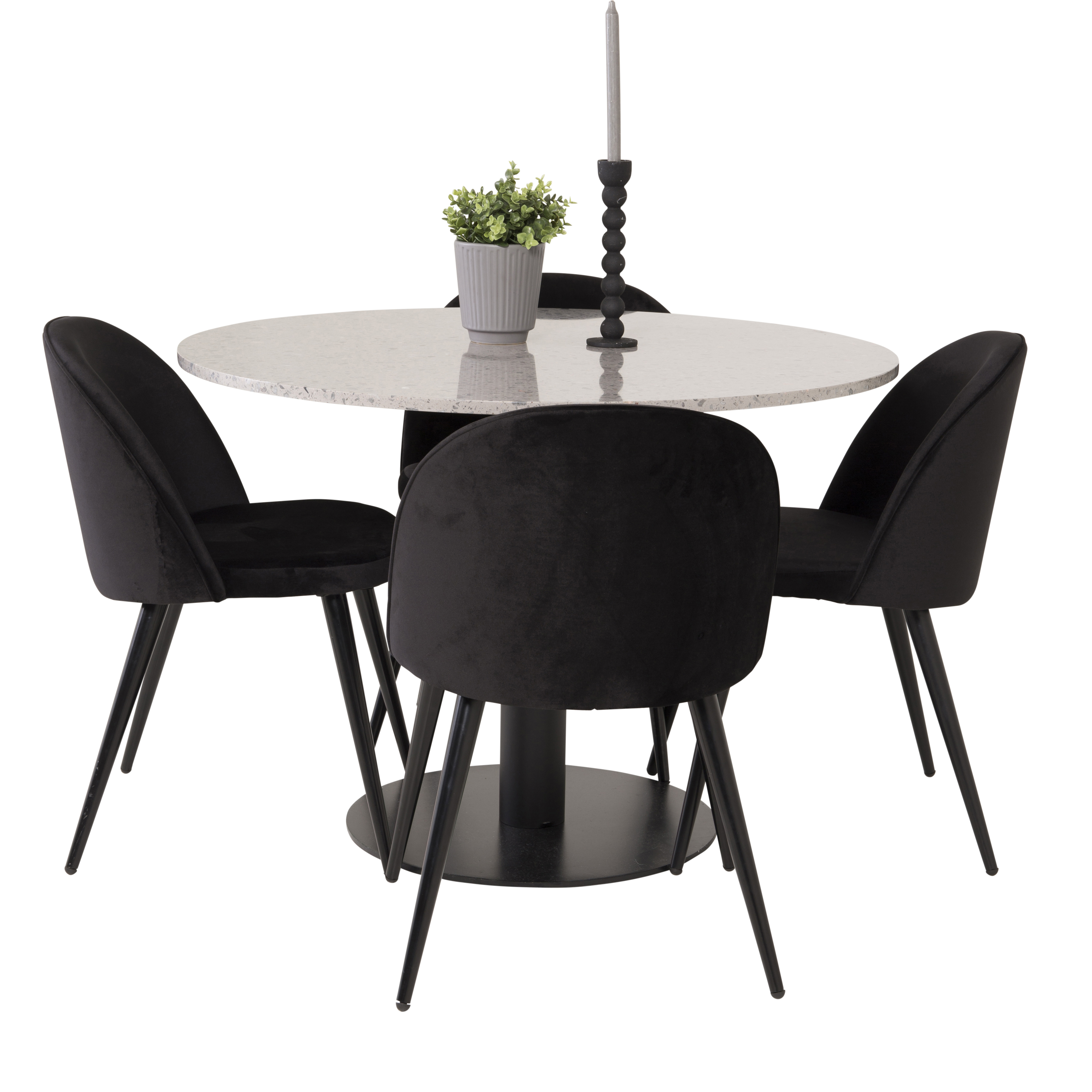 Spisegruppe Venture Home Roxanna Grå Bord med 4 Valentina Stoler Fløyel