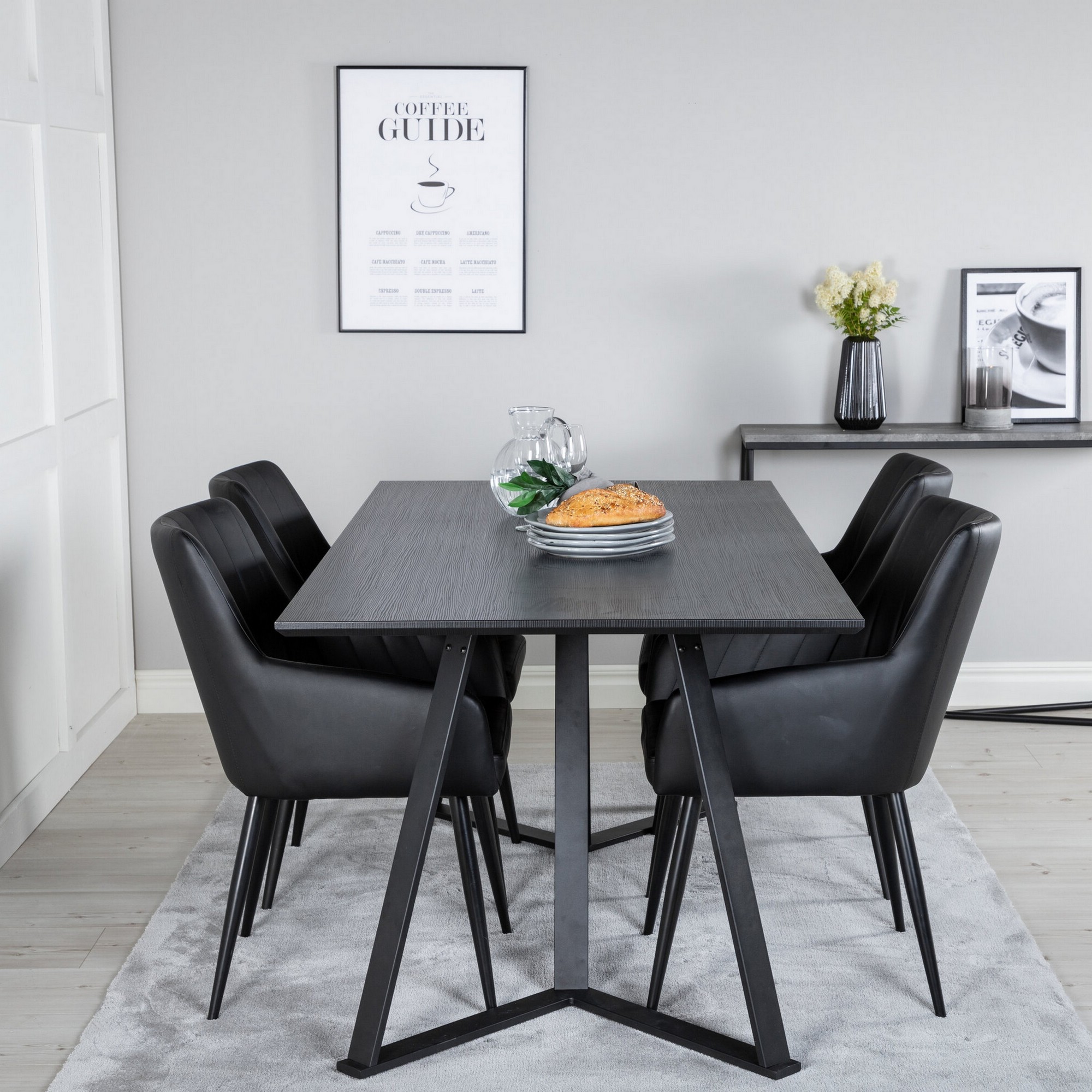 Marina Dining Table - Black top / Black Legs +Comfort - Dini Sort/Sort