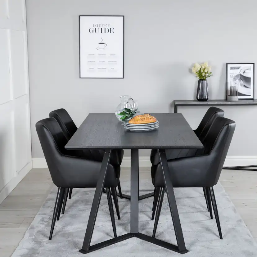 Marina Dining Table - Black top / Black Legs +Comfort - Dini Sort/Sort
