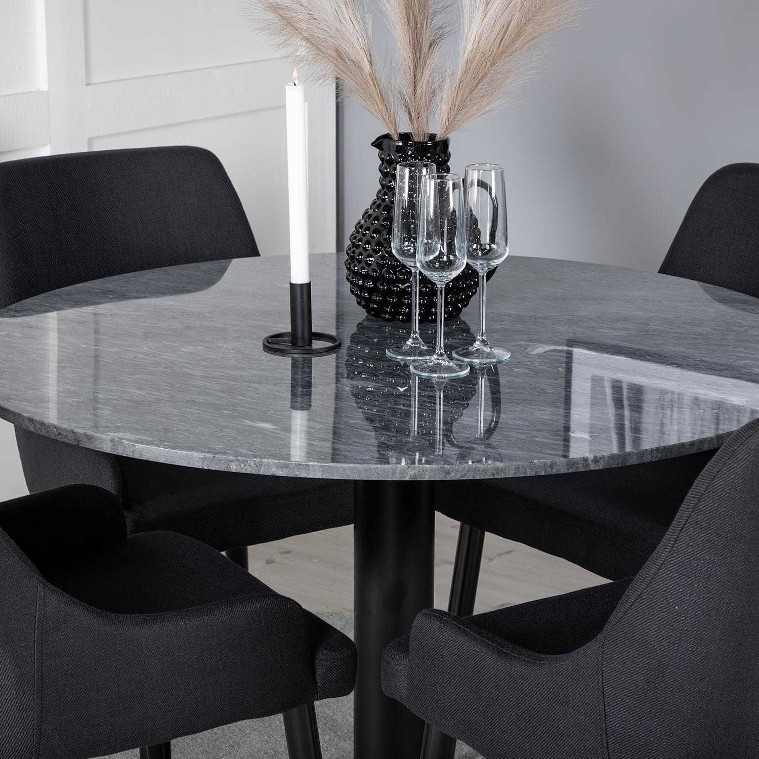 Spisegruppe Venture Home Estelle med 4 Plake Stoler Polyester