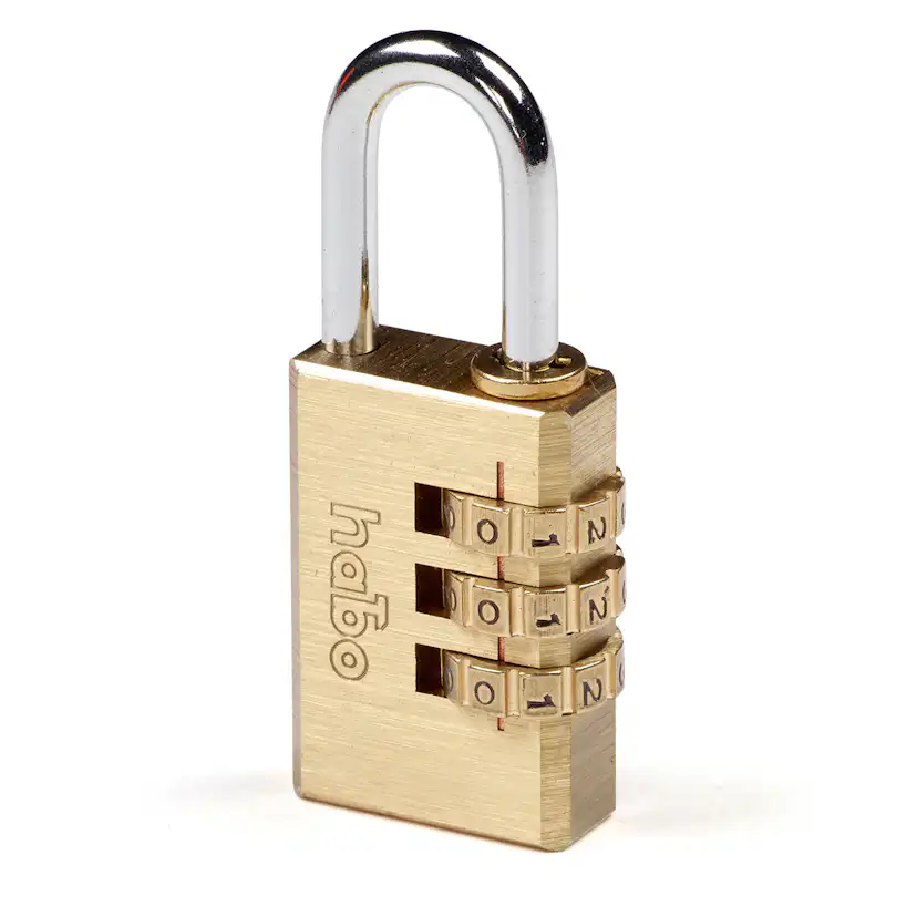 Habo hængelås 28mm - Messing med 3 cifret kodelukning