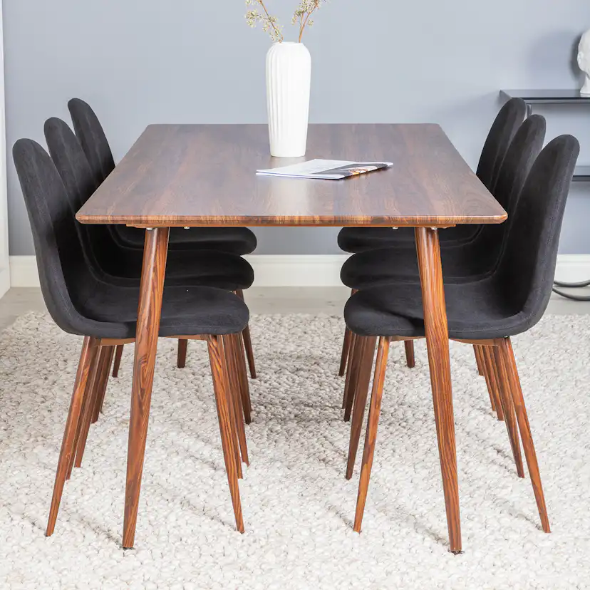 Spisegruppe Venture Home Pobbie 180 med 6 Stoler Polyester