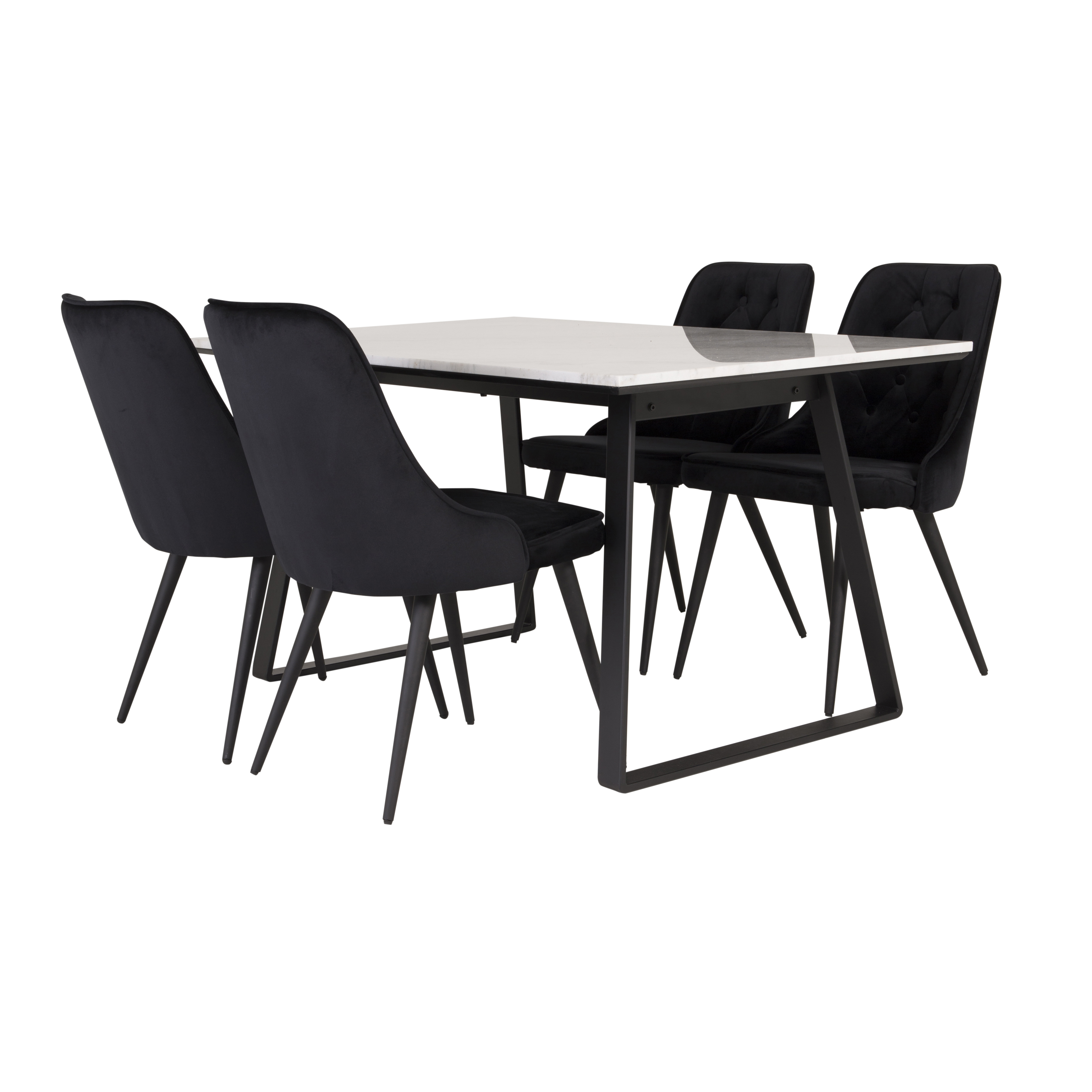 Spisegruppe Venture Home Estelle 140 med 4 Vera Stoler Fløyel