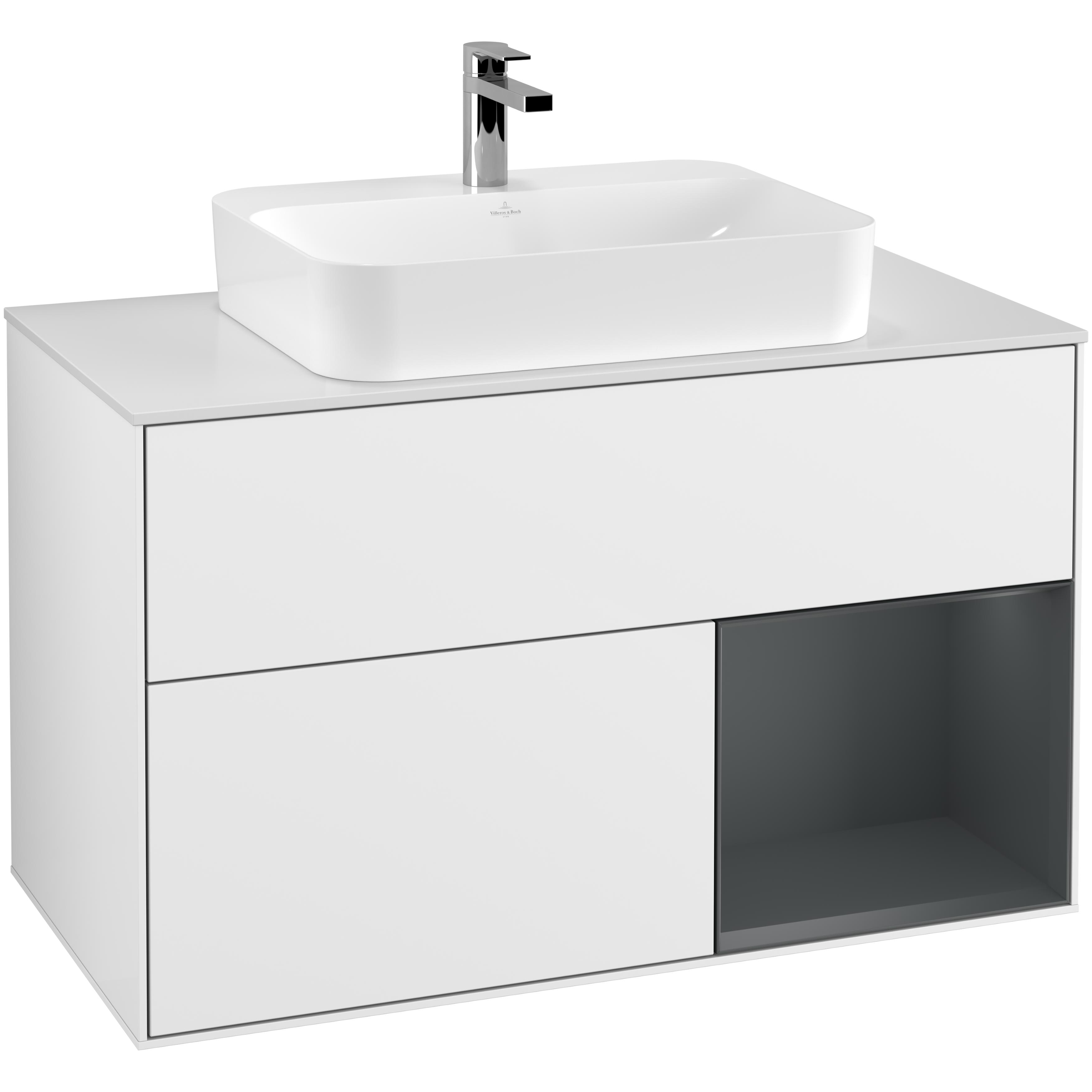 Tvättställsskåp Villeroy & Boch Finion med 2 Lådor Hylla och Bänkskiva för Ytmonterat Tvättställ | badrum - badrumsmobler - tvattstallsskap-och-kommod | KakelKungen