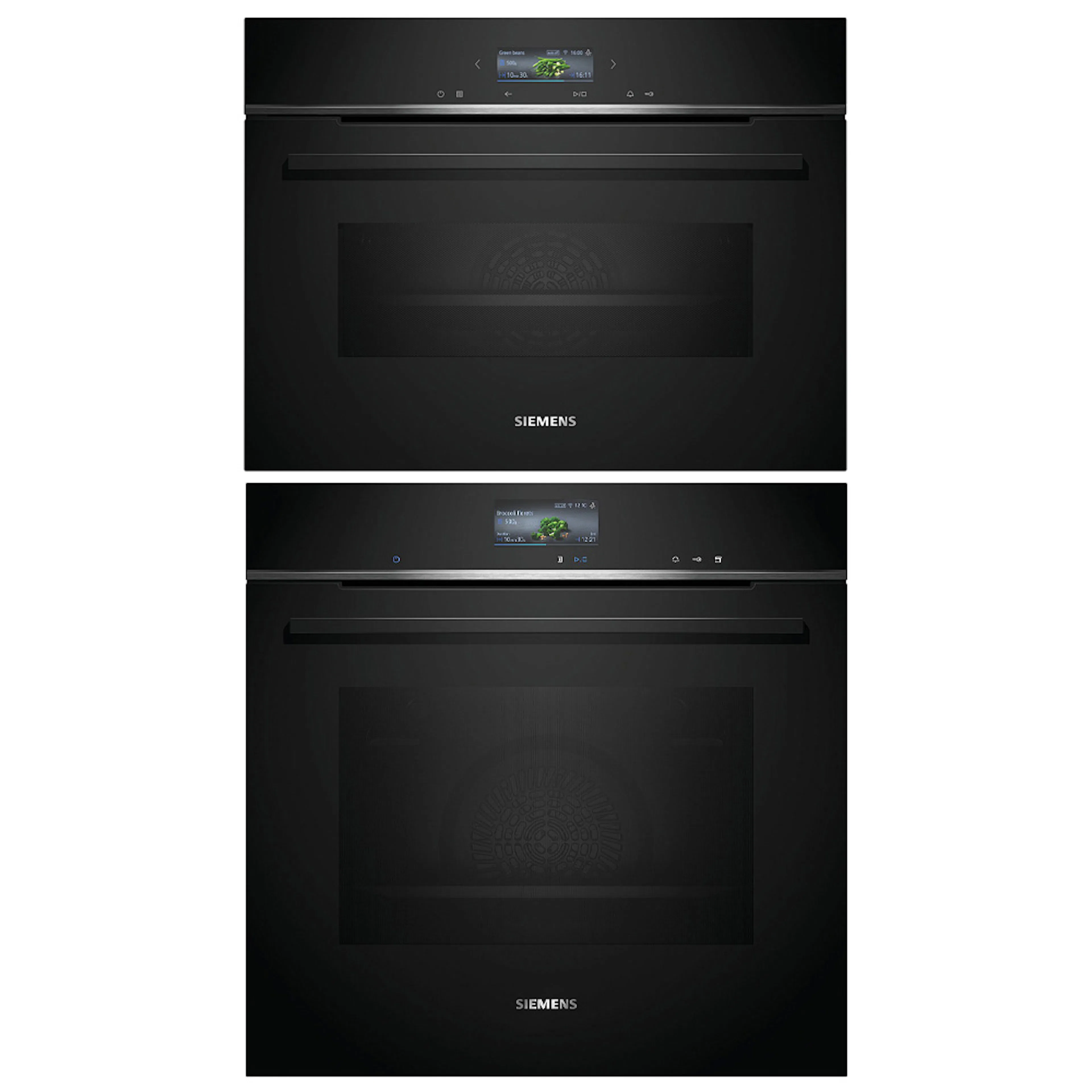 Ovn- og Mikrobølgepakke Siemens iQ700 HR736G1B1 + CM724G1B1 Damp- og Kompaktovn Sort