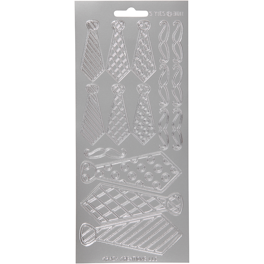 Stickers, silver, slips, 10x23 cm, 1 ark Sølv