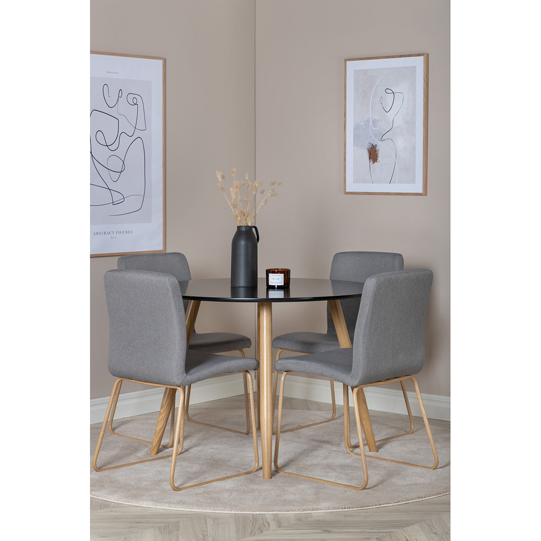 Spisegruppe Venture Home Plaza Ø100 cm med 4st Mace Spisestoler