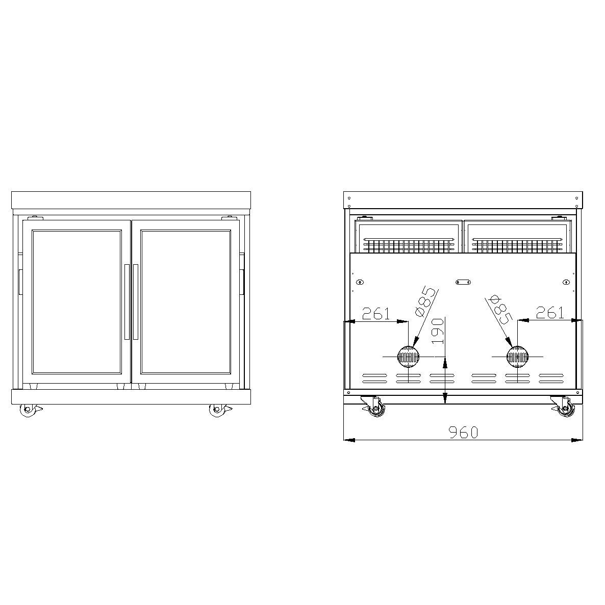 Frittstående Kjøleskap Myoutdoorkitchen Classic Line Rustfritt 304SS Modul med Dobbeltdører