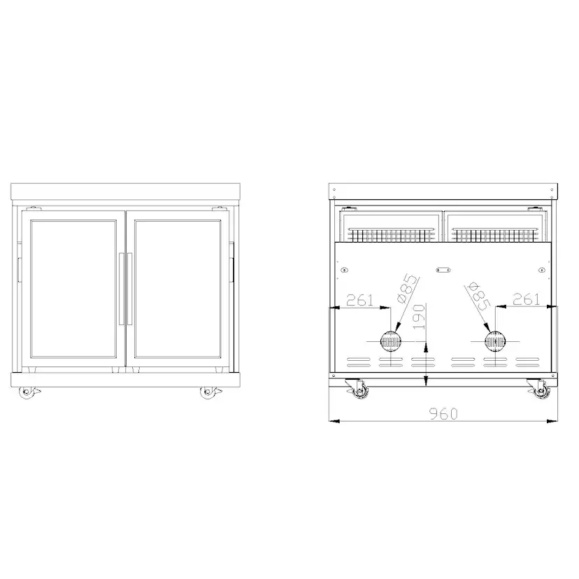 Frittstående Kjøleskap Myoutdoorkitchen Classic Line Rustfritt 304SS Modul med Dobbeltdører