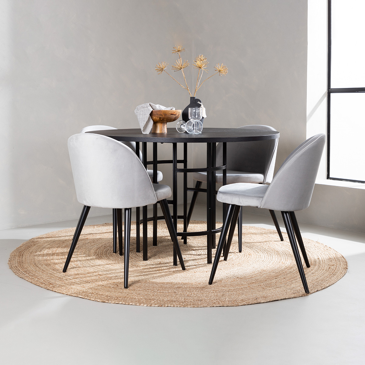 Spisegruppe Venture Home Copenhagen med 4 Velvet Stoler