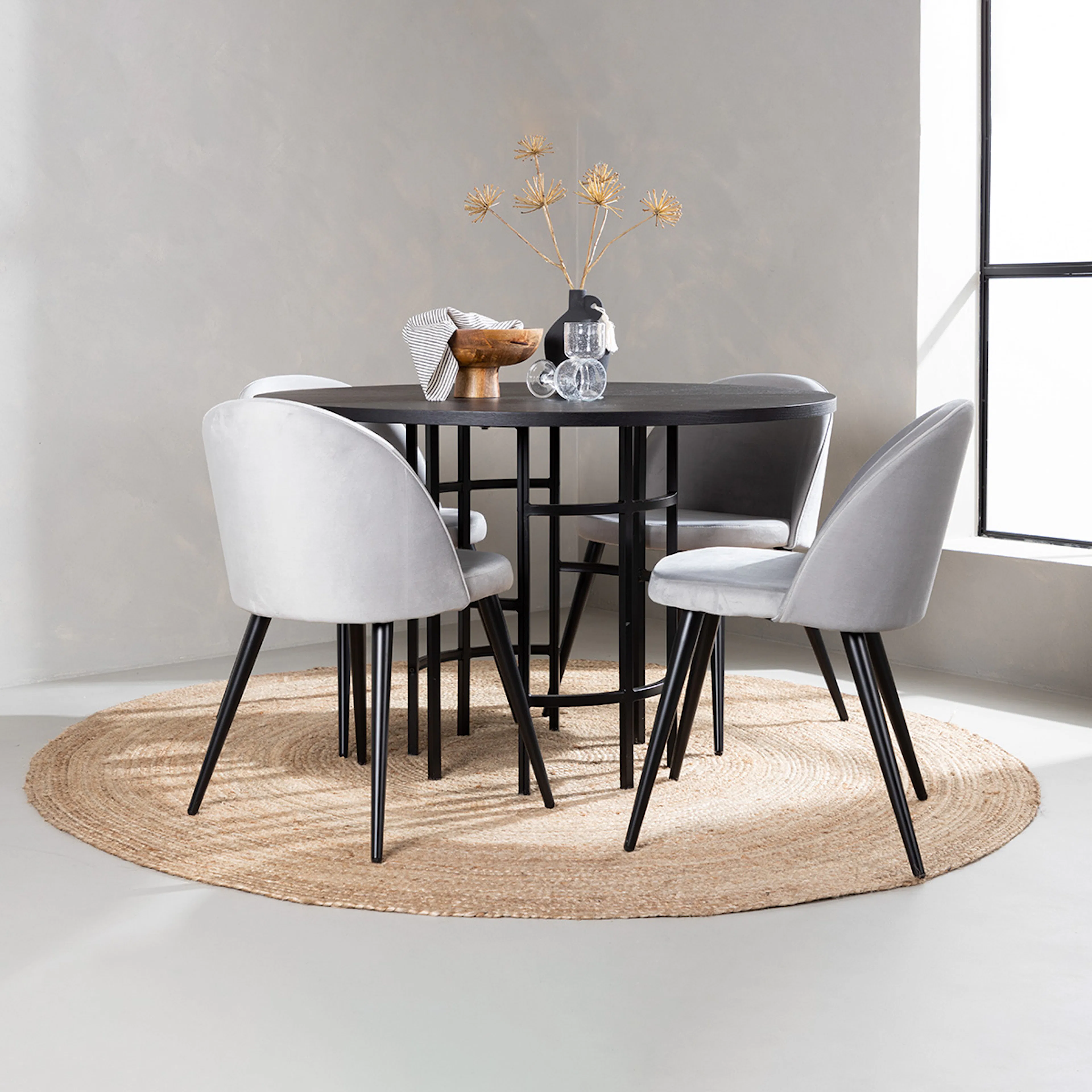 Spisegruppe Venture Home Copenhagen med 4 Velvet Stoler