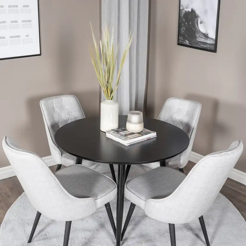Spisegruppe Venture Home Plaza med 4stk Velvet Deluxe Stoler