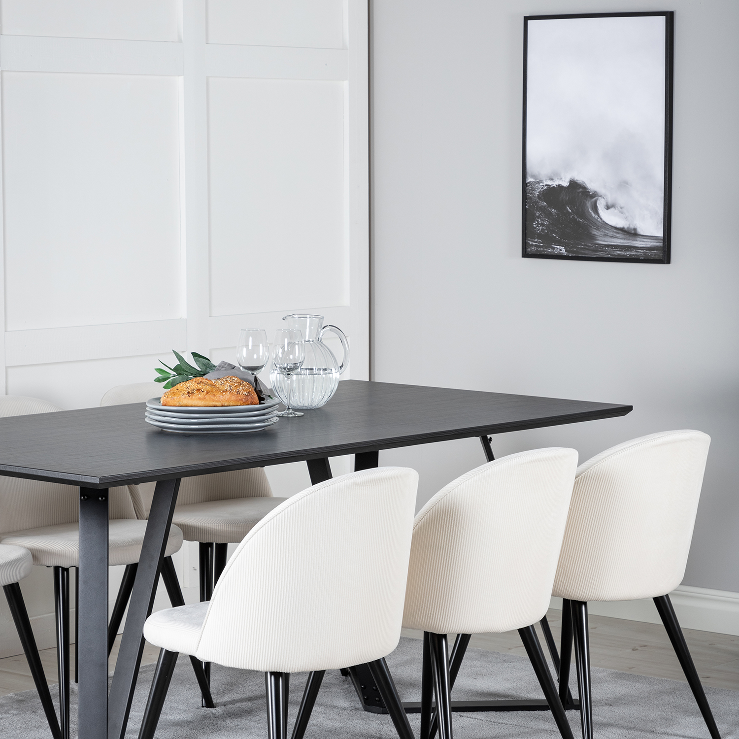 Spisegruppe Venture Home Madde med 6 Valentina Stoler Manchester