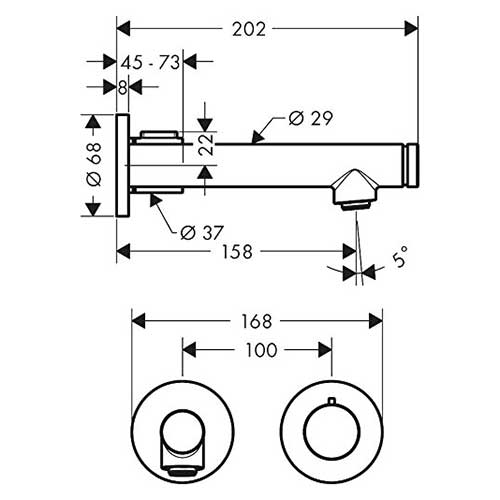 Servantbatteri Axor Uno Select for Innbygging