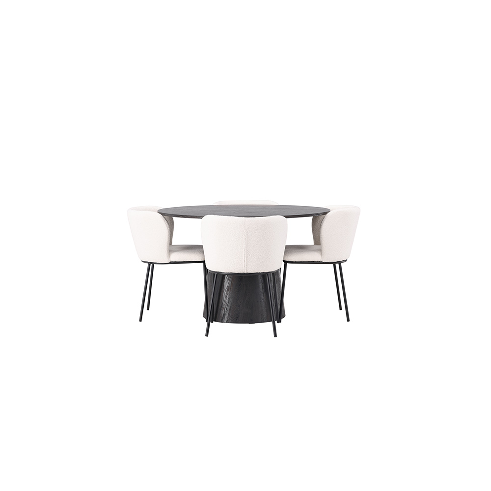 Spisegruppe Venture Home Lanzo Ø120 cm med 4 stk Edina Stoler