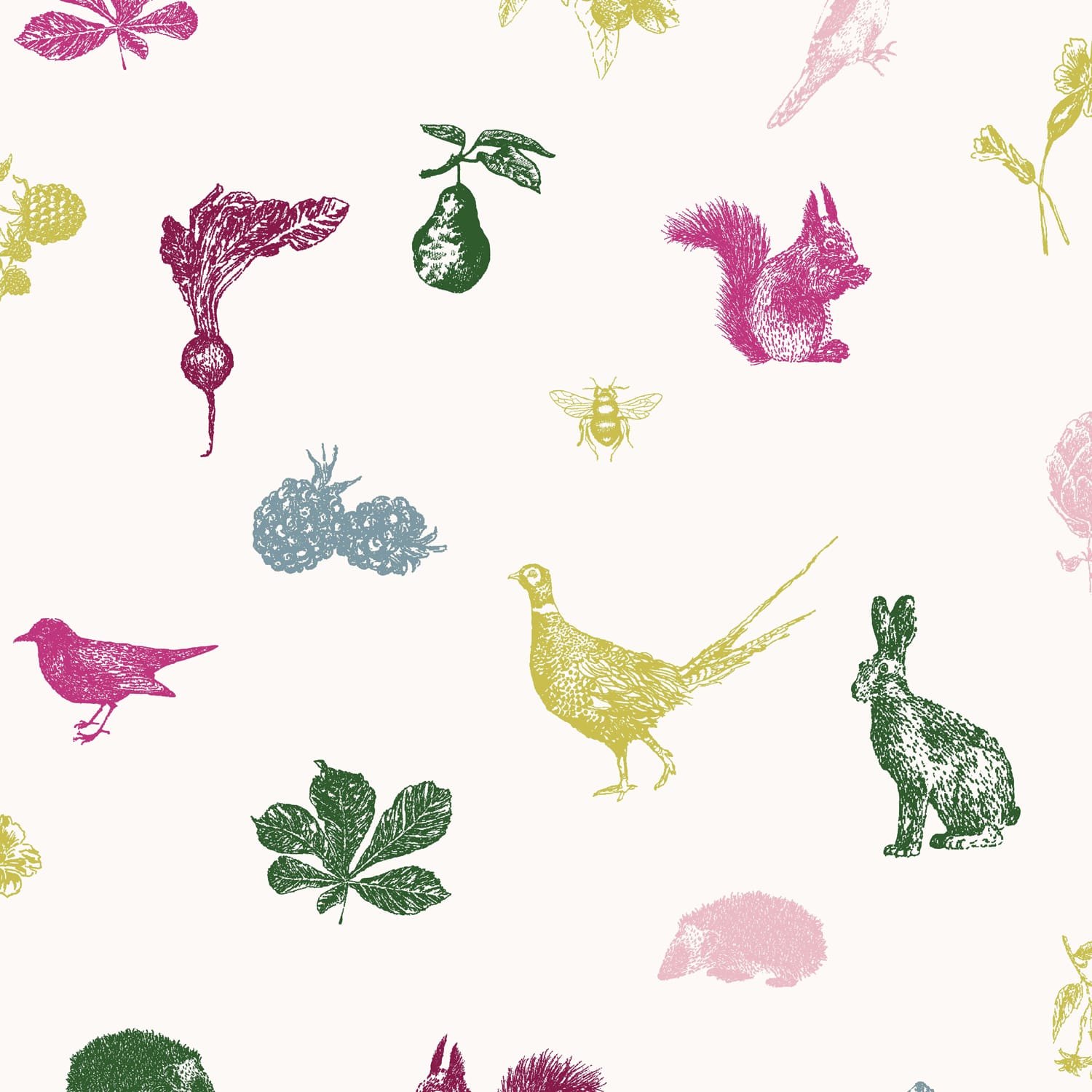 Tapet Joules Etched Woodland Cr&egrave;me Multi