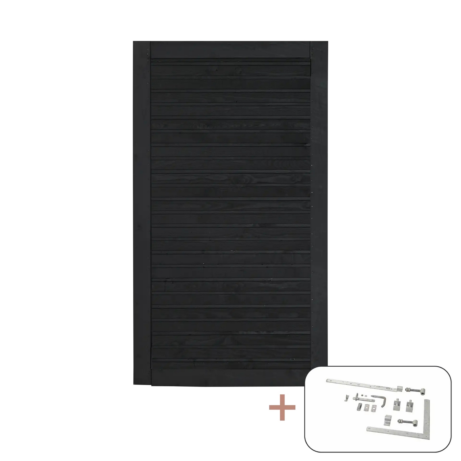PLUS Plank Enkeltport inkl. beslag Sort RAL 9005, 100x163 cm