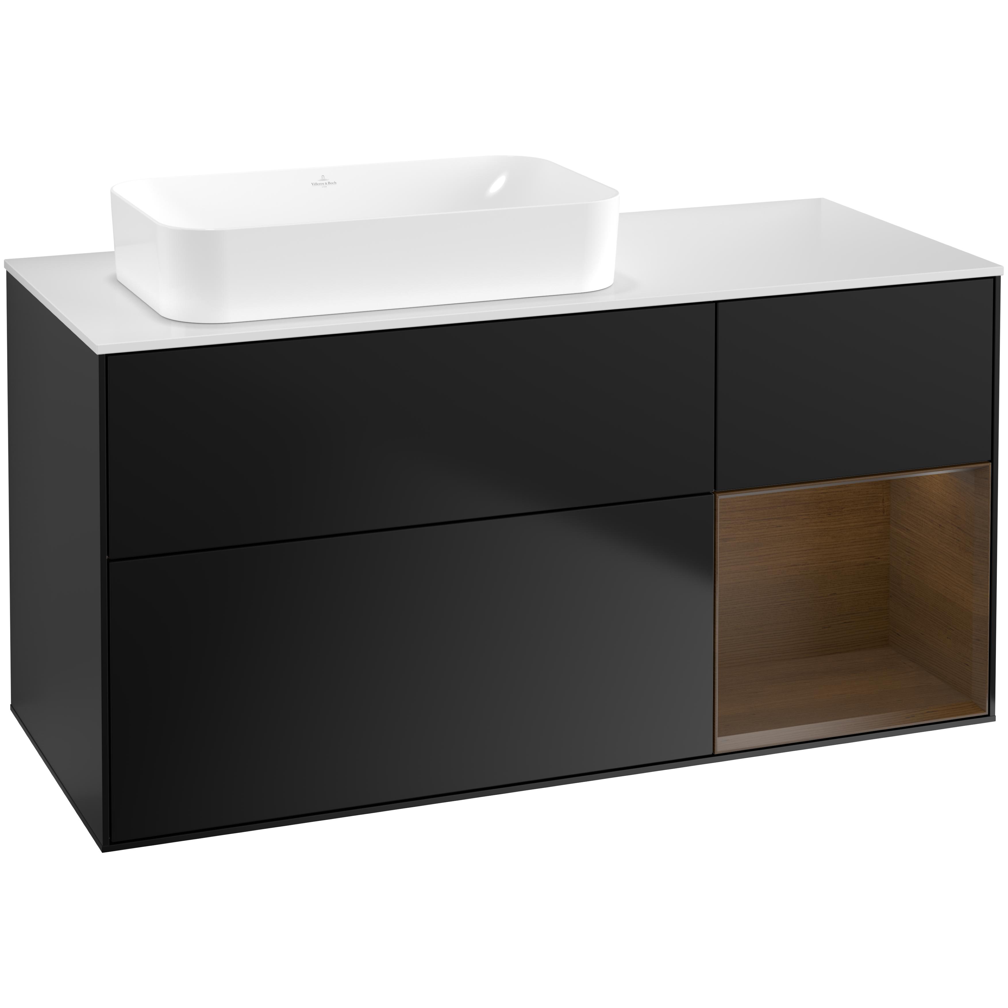 Tvättställsskåp Villeroy & Boch Finion med 3 Lådor Hylla och Bänkskiva för Ocentrerat Fristående Tvättställ