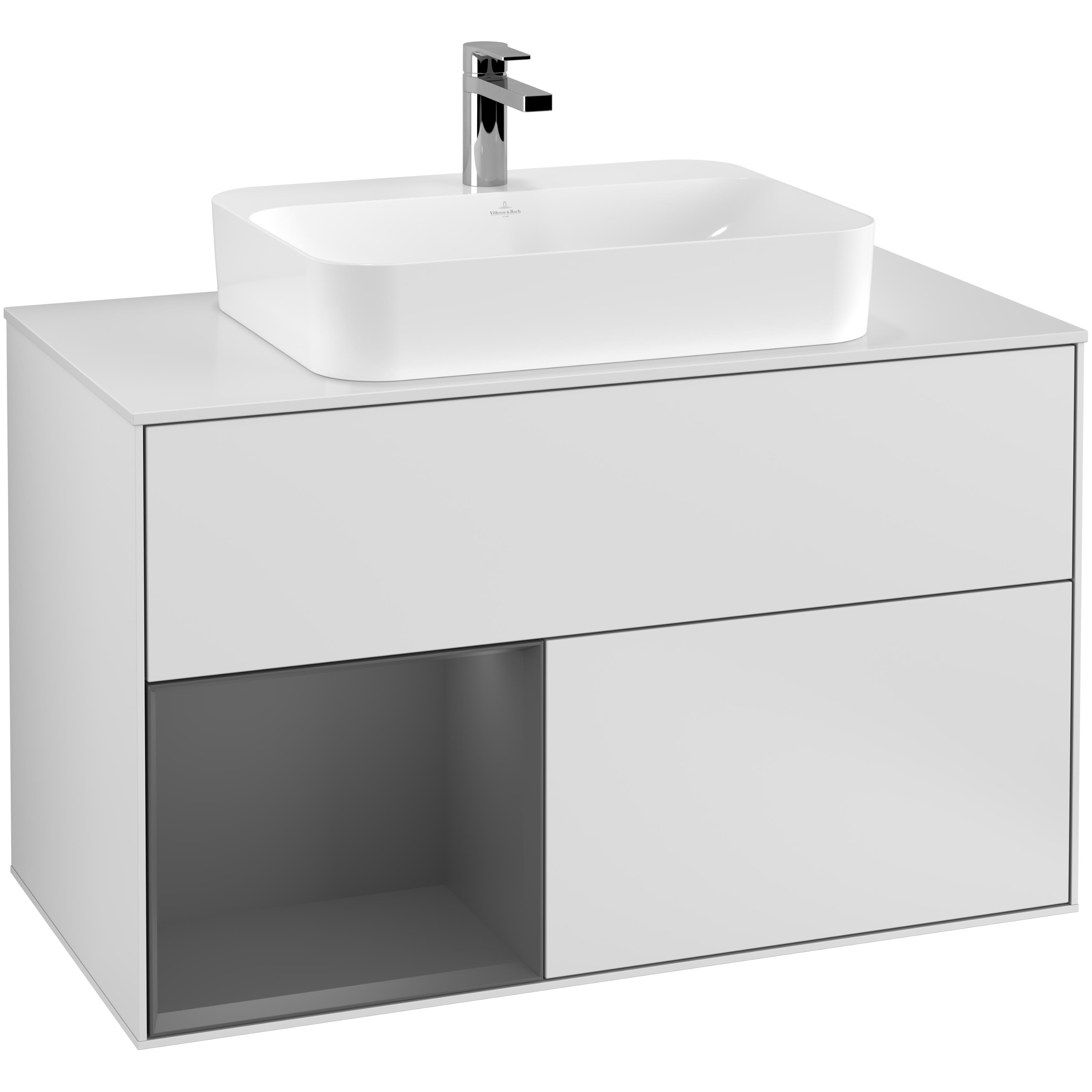 Tvättställsskåp Villeroy & Boch Finion med 2 Lådor Hylla och Bänkskiva för Ytmonterat Tvättställ | badrum - badrumsmobler - tvattstallsskap-och-kommod | KakelKungen