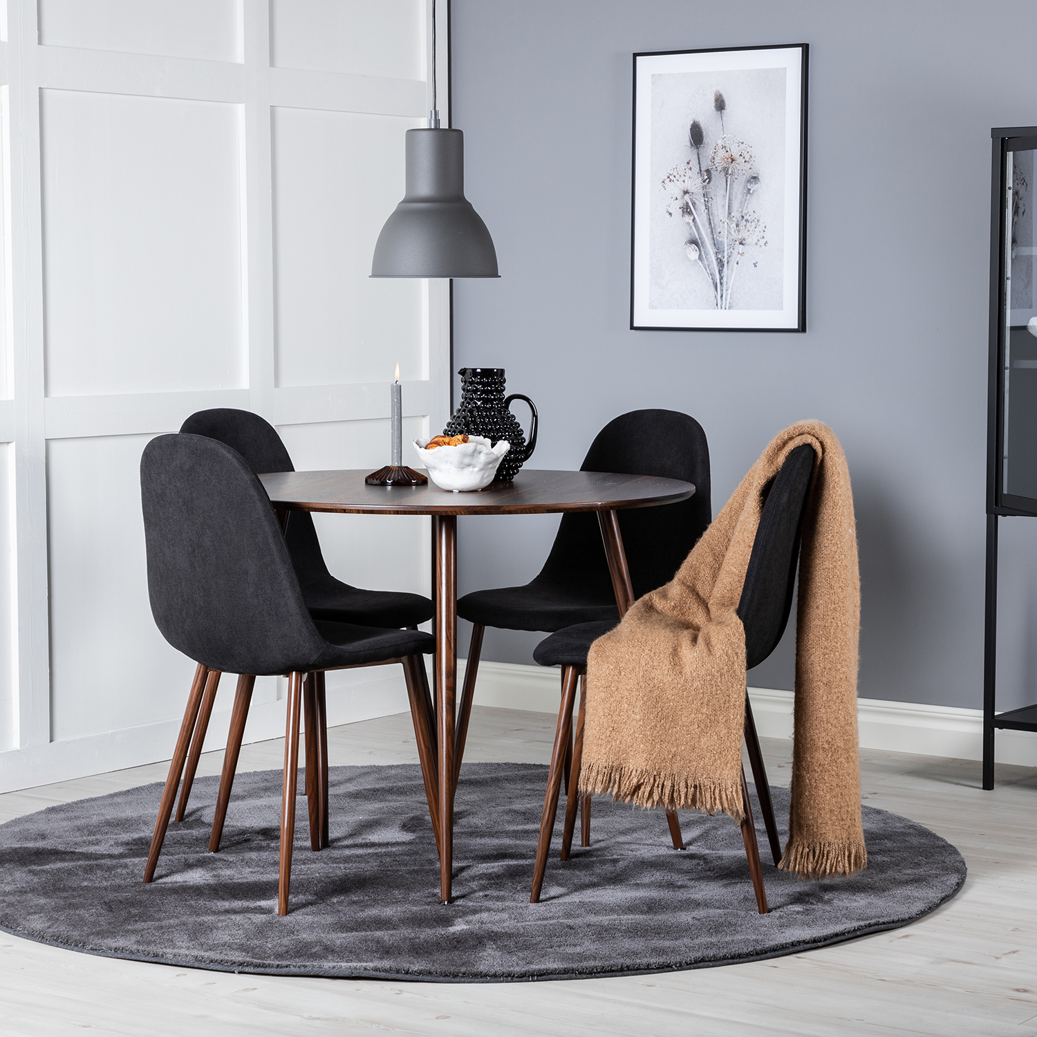 Spisegruppe Venture Home Plake med 4 Pobbie Stoler Polyester Rundt