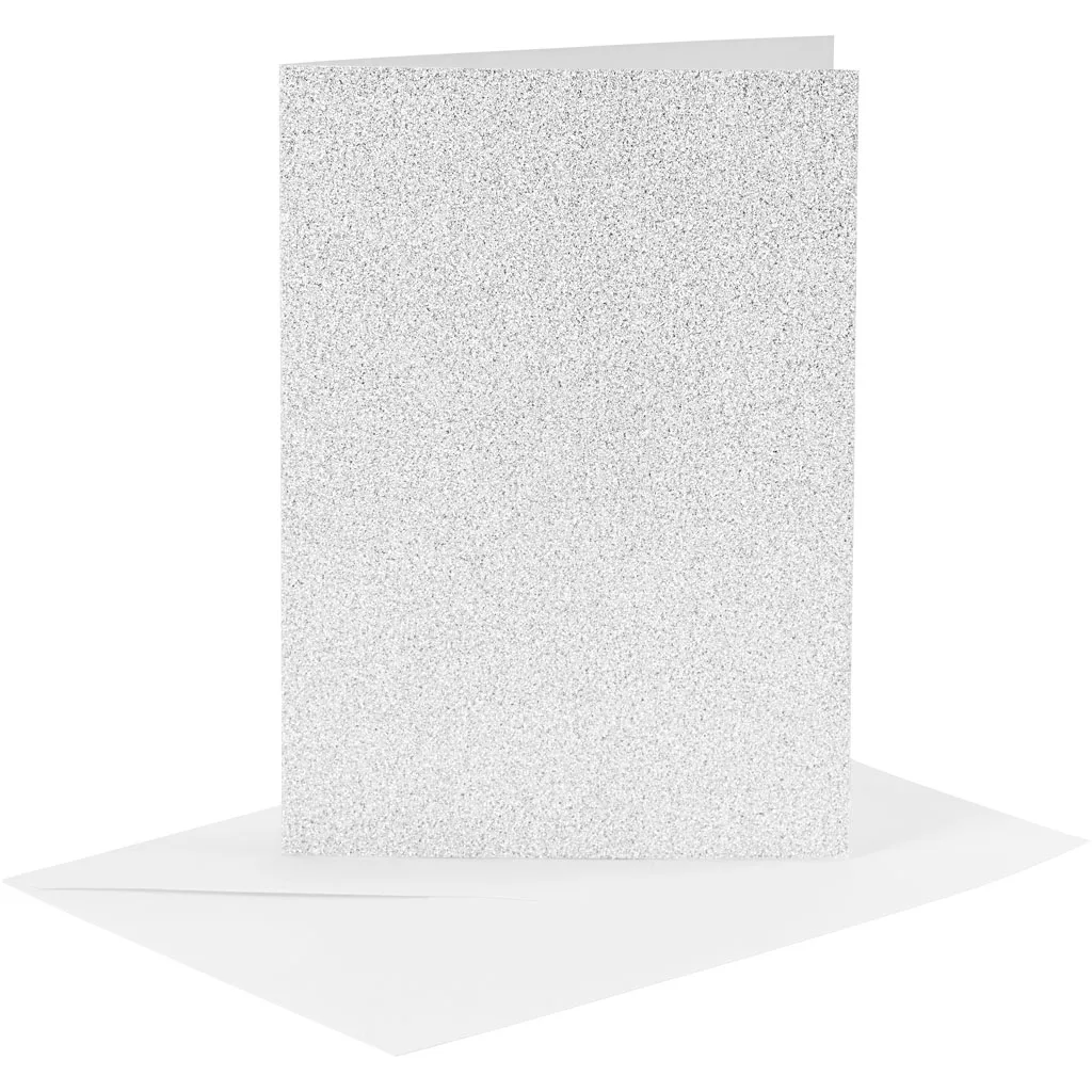Kort Creativ Company og Konvolutt Glitter Kortstr 10,5x15 cm Konvstr 11,5x16,5 cm 4 sett/1 Pk