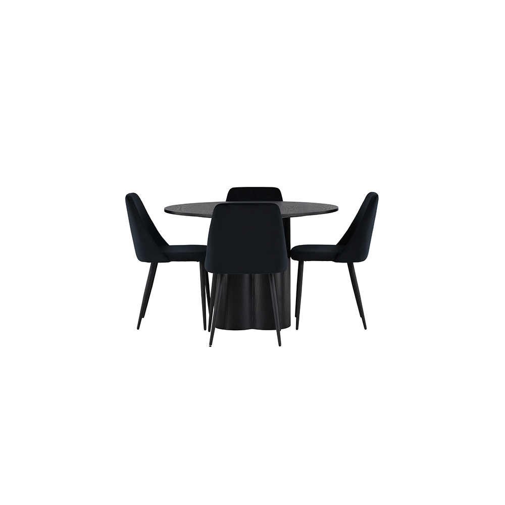 Spisegruppe Venture Home Olivia Ø110 cm med 4 stk Night Stoler