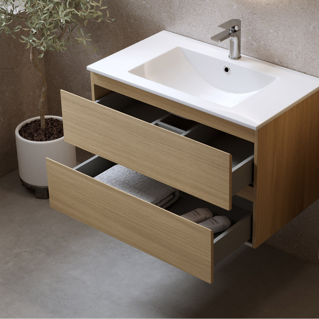 Tvättställsskåp Bathlife Eufori med Tvättställ och Spegel Skina