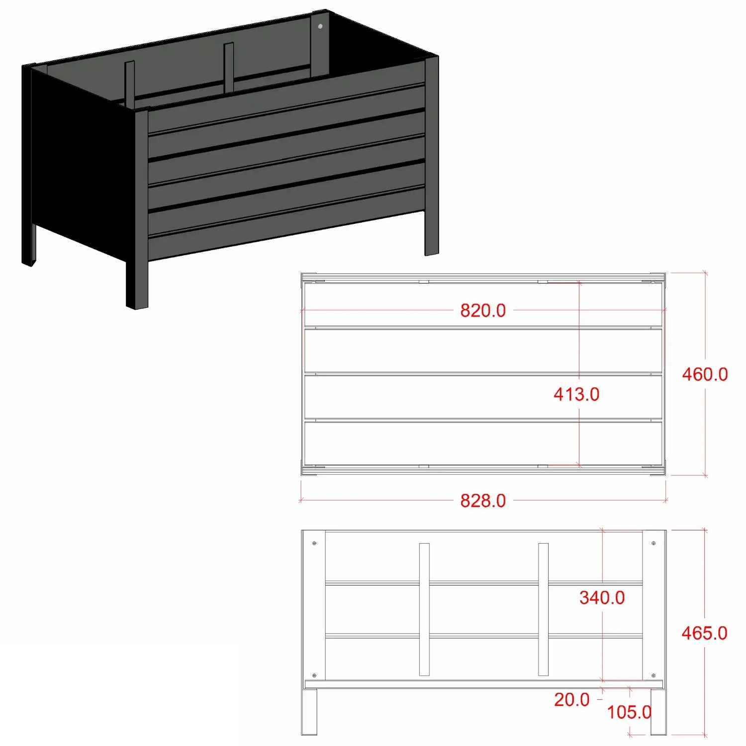 Plantekasse PLUS Classic 41 x 82