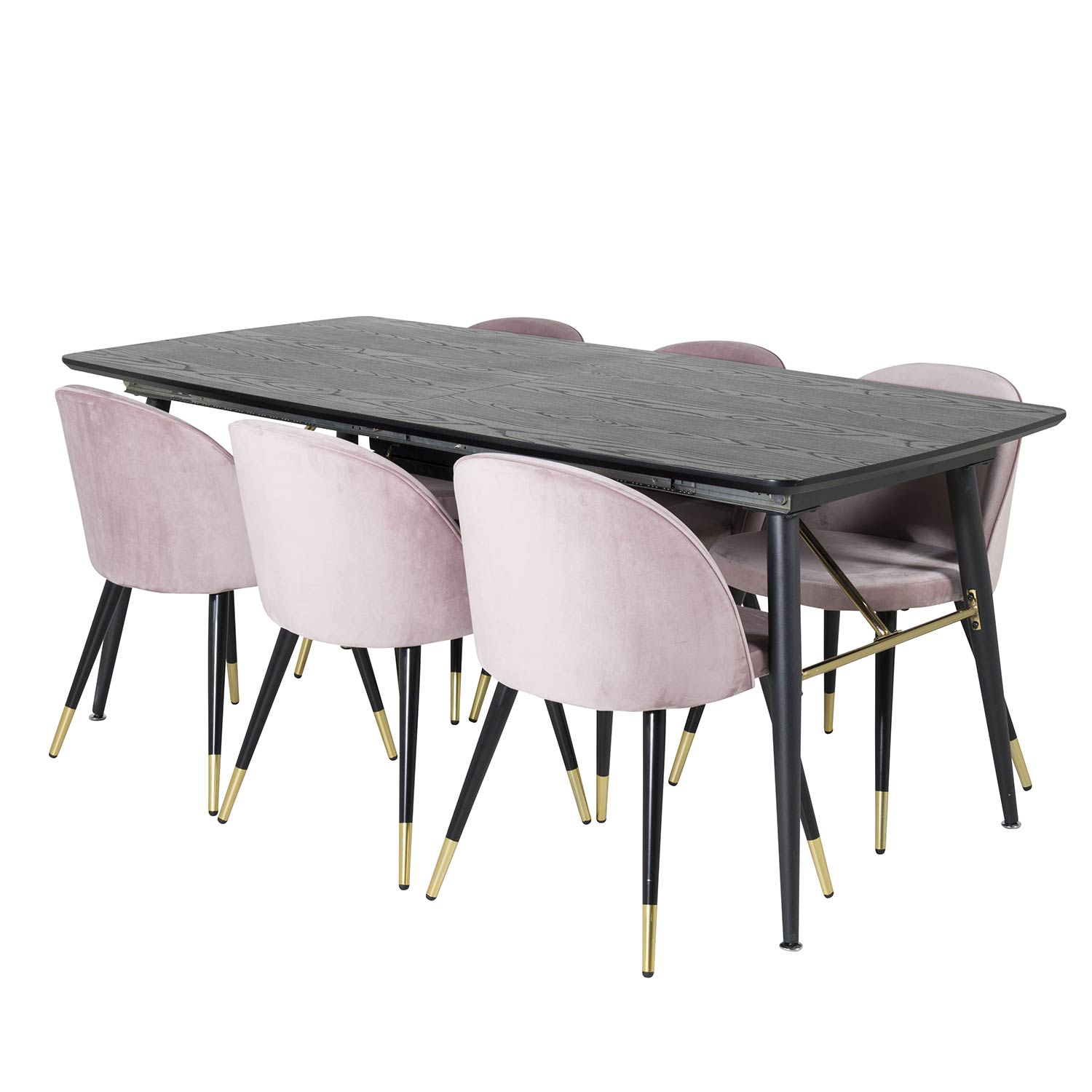 Spisegruppe Venture Home Gold med 6 Velvet Stoler