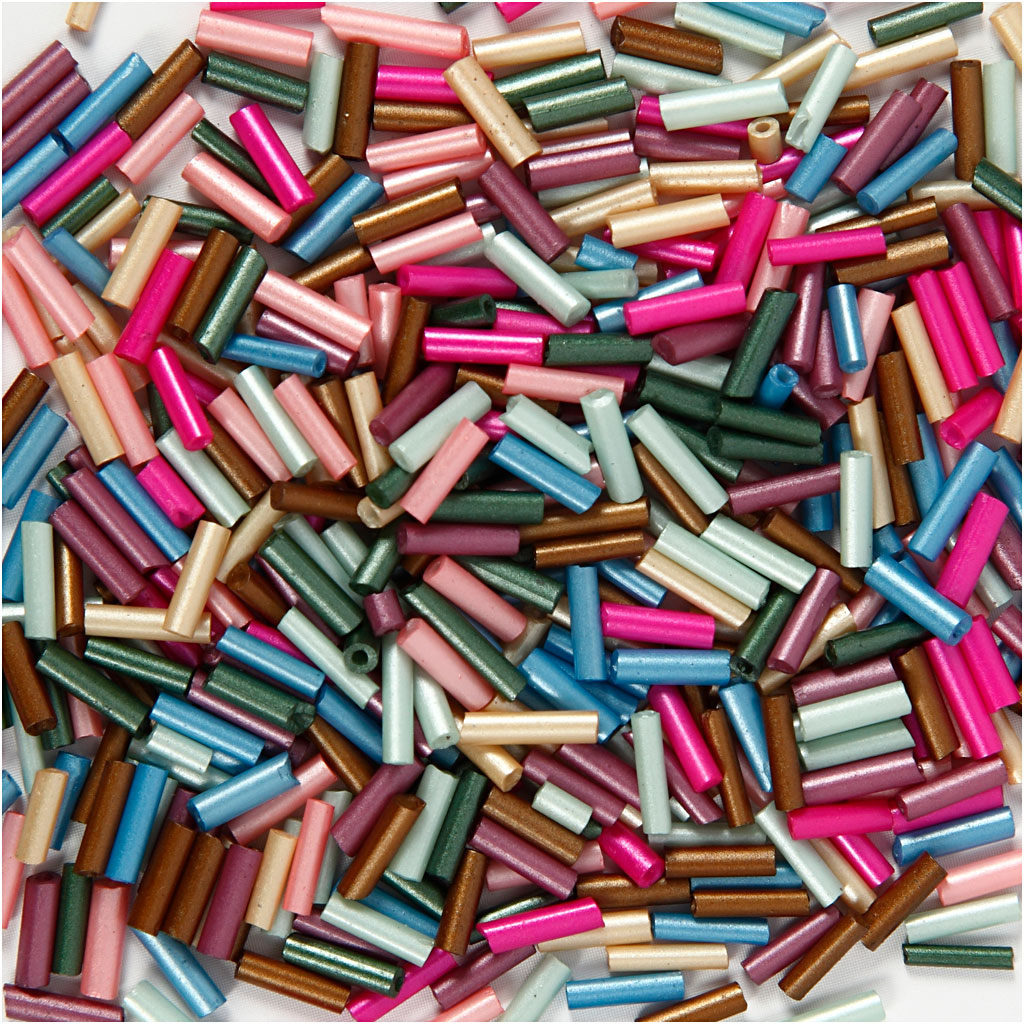 Avlange Glassperler Creativ Company Metallic Lengde  6 mm Dia  1,5-2 mm Hullstr  1 mm Vekt  130 g/1 Pk