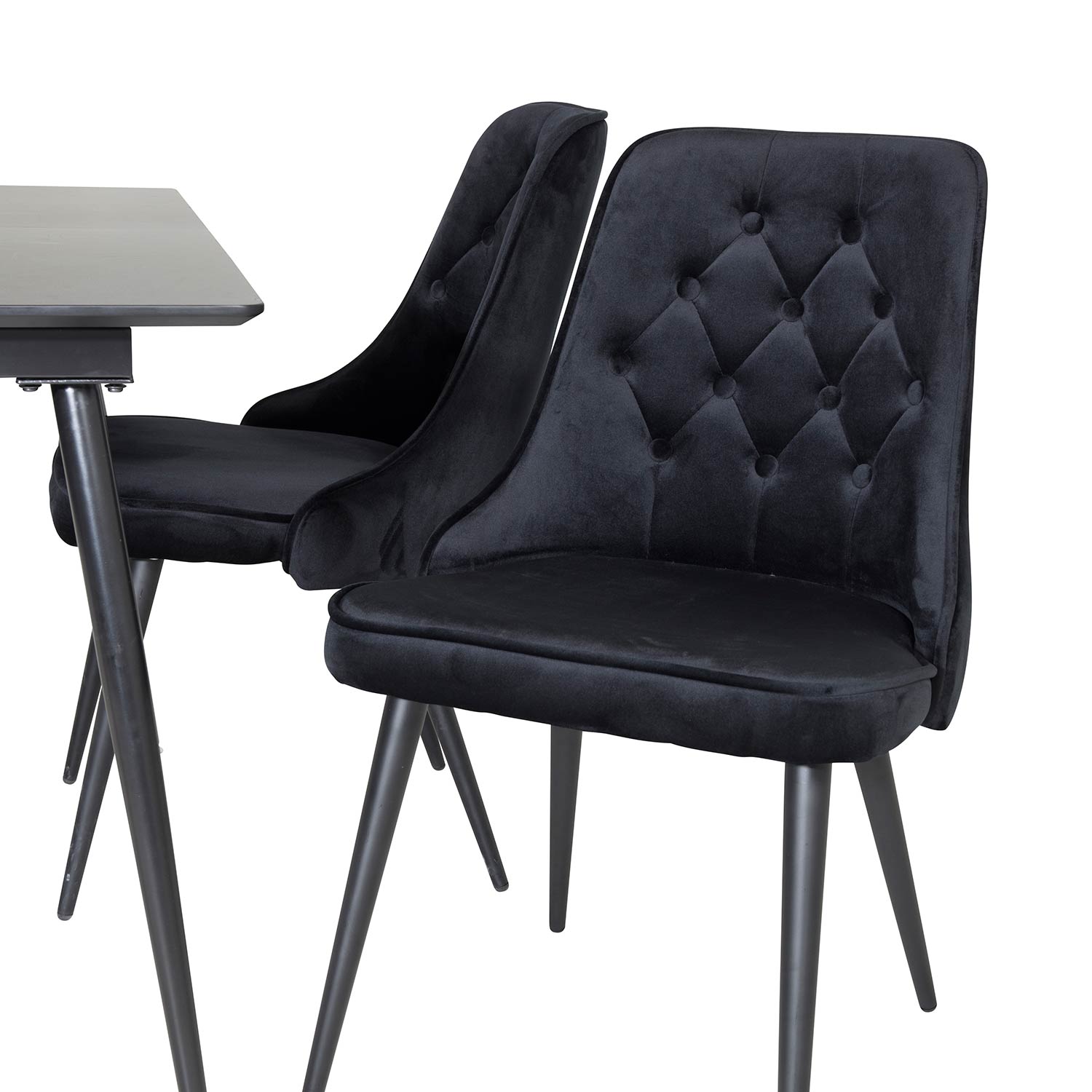 Spisegruppe Venture Home Silvia med Innleggsplate og 4 Vera Stoler Fløyel