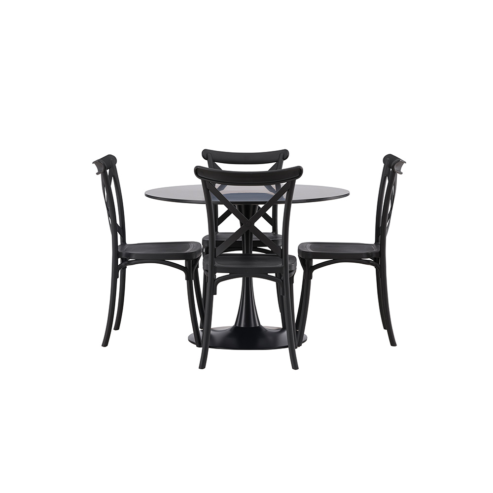 Spisegruppe Venture Home Glade Ø 100 cm med 4 Crosett Stoler