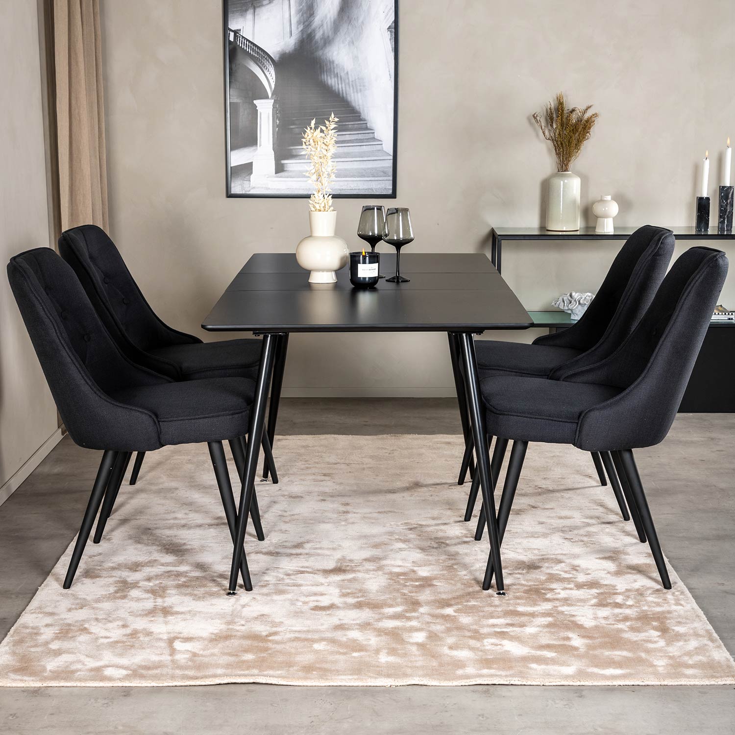 Spisegruppe Venture Home Silvia med Innleggsplate og 4 Vera Stoler