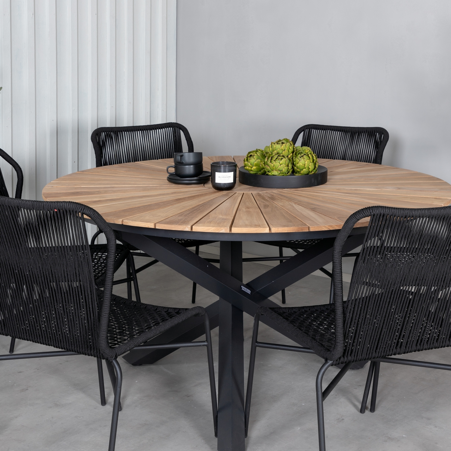 Spisegruppe Venture Home Meya med 6 Jefferson Stablebare Spisestoler