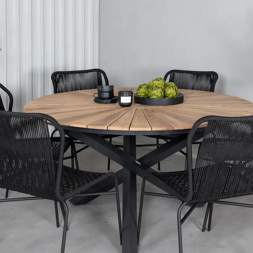 Spisegruppe Venture Home Meya med 6 Jefferson Stablebare Spisestoler