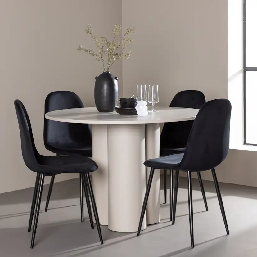Spisegruppe Venture Home Olivia Ø110 med 4 stk Polar Stoler Fløyel
