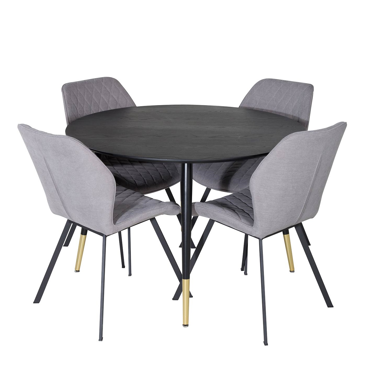 Dipp Table - Black Brass+Gemma Chair -Grey Fabric_4 Sort/Messing/Grå