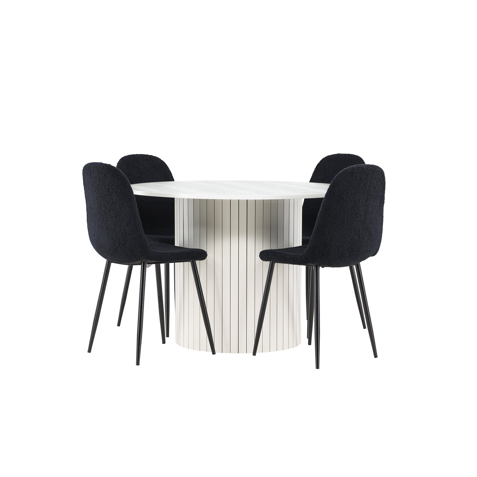 Spisegruppe Venture Home Härön Ø110 med 4 stk Polar Stoler Teddy