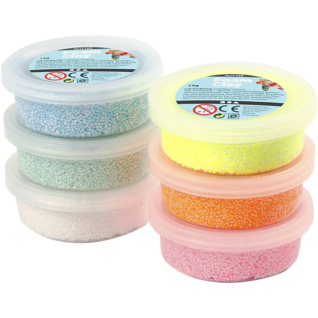 Foam Clay Creativ Company Ass Farger Glitter 6x14 g/1 Pk
