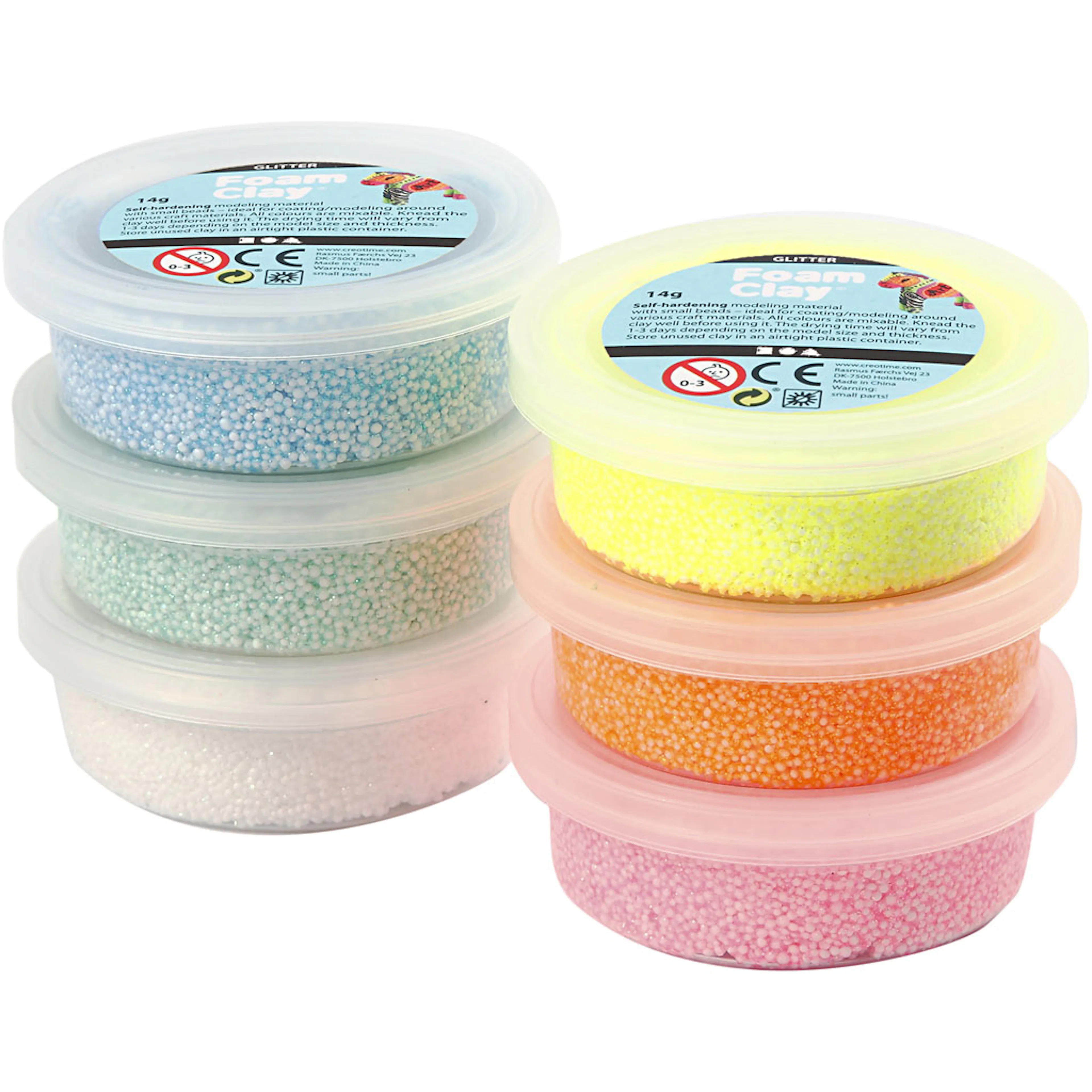 Foam Clay Creativ Company Ass Farger Glitter 6x14 g/1 Pk