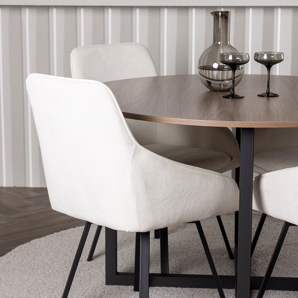 Spisegruppe Venture Home Durango Ø120 cm med 4 stk Rosie Stoler