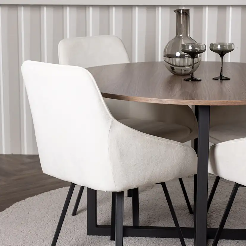 Spisegruppe Venture Home Durango Ø120 cm med 4 stk Rosie Stoler