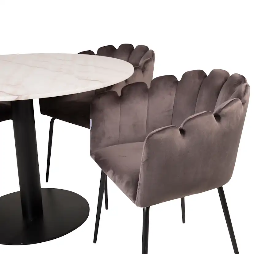 Spisegruppe Venture Home Estelle med 4 Limhamn Rundt Stoler